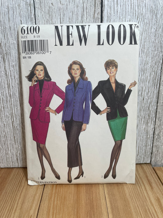 New Look 6100 Woman's Suit Jacket and Pencil Skirt in Two Lengths Pattern Size 8-18 UNCUT FF