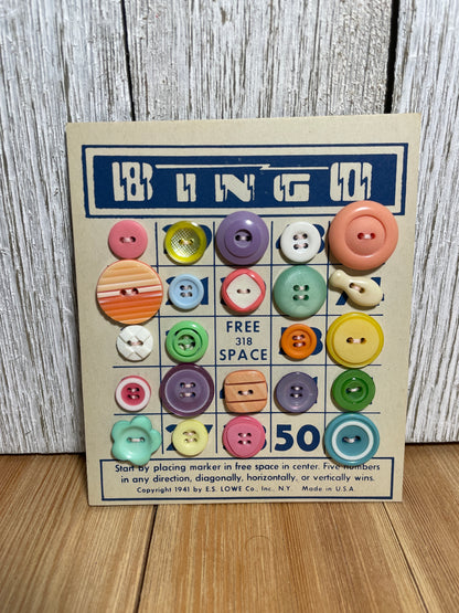 Vintage Button Lot on Bingo Card U PICK Antique Quirky Cute