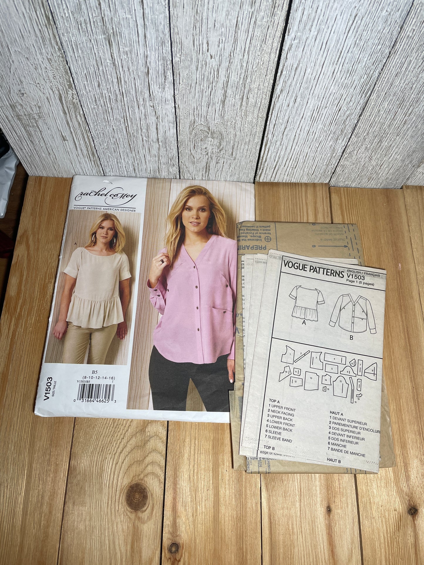 Vogue V1503 Flowy Button Up Blouse with French Seams or Tiered Shirt Size 8-16 Pattern UNCUT FF