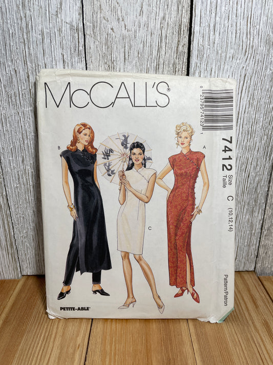 McCall's 7412 Chinese Inspired Dress and Pants Size 10-14 Pattern Uncut FF