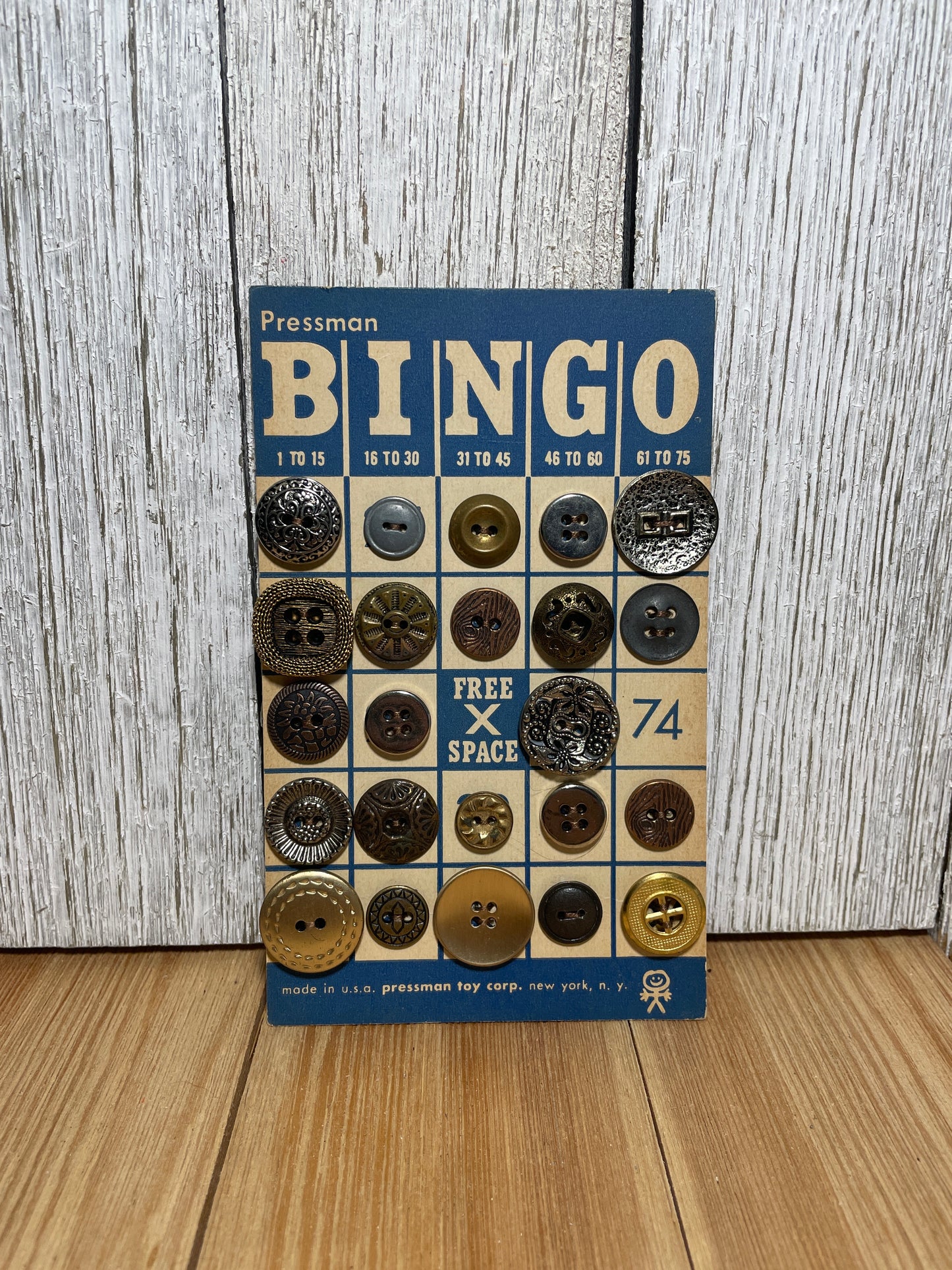 Vintage Button Lot on Bingo Card U PICK Antique Quirky Cute