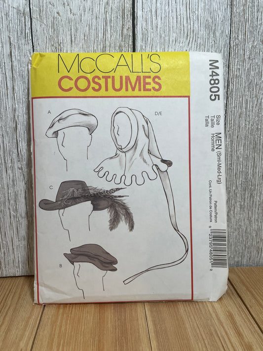 McCall's M4805 Men's Medieval Renaissance Hats Pattern Costume Size 22.5"-23.5" UNCUT FF Halloween
