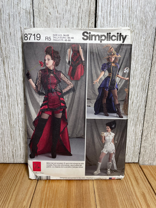 Simplicity 8719 Steam Punk Goth Tiered High-low Skirt Size 14-22 Pattern UNCUT FF Halloween Costume