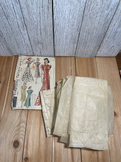 Simplicity 2675 1930's Beach House Dress WWII Size 32 Bust 35 Hip Original Pattern