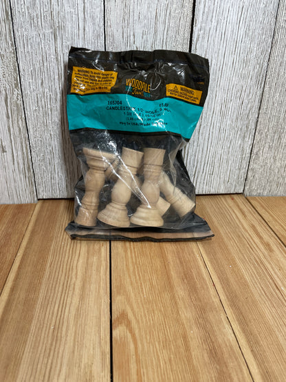 Unfinished Wooden Candlestick Holder 1/2" Hole 2"x3" Set of 5