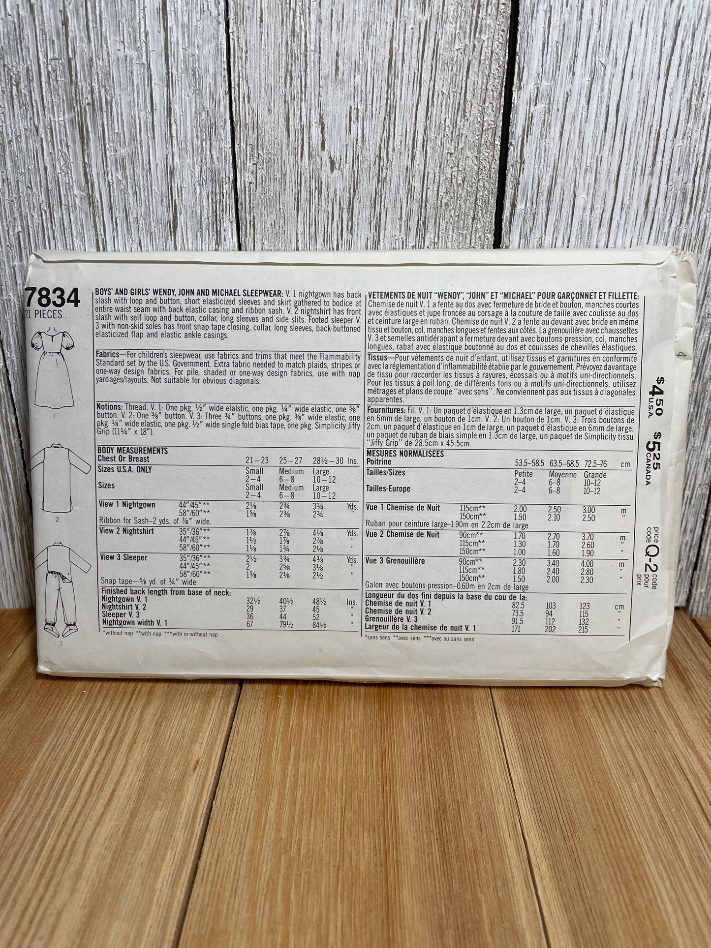 Simplicity 7834 Walt Disney Peter Pan Wnedy John and Michael Costume Size 2-12 Pattern UNCUT FF Halloween Costume