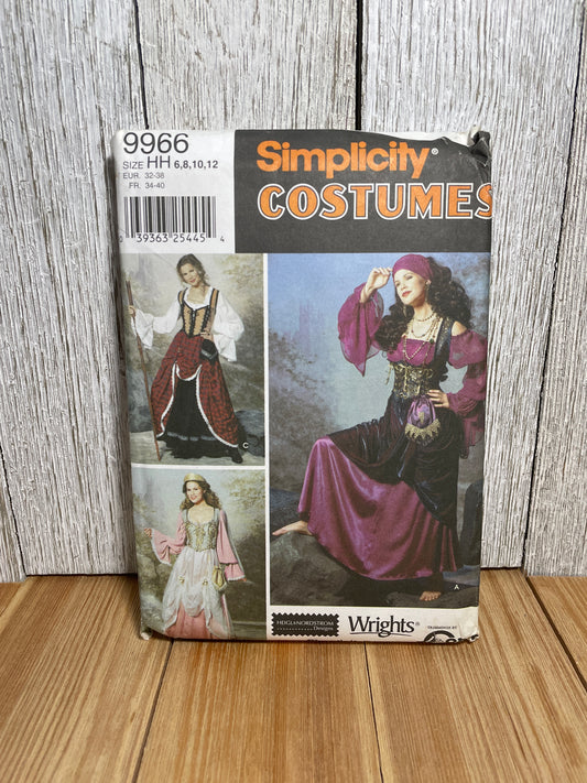 Simplicity 9966 Maiden, Princess Medieval Renaissance Gown Size 6-12 Pattern UNCUT FF Halloween Costume