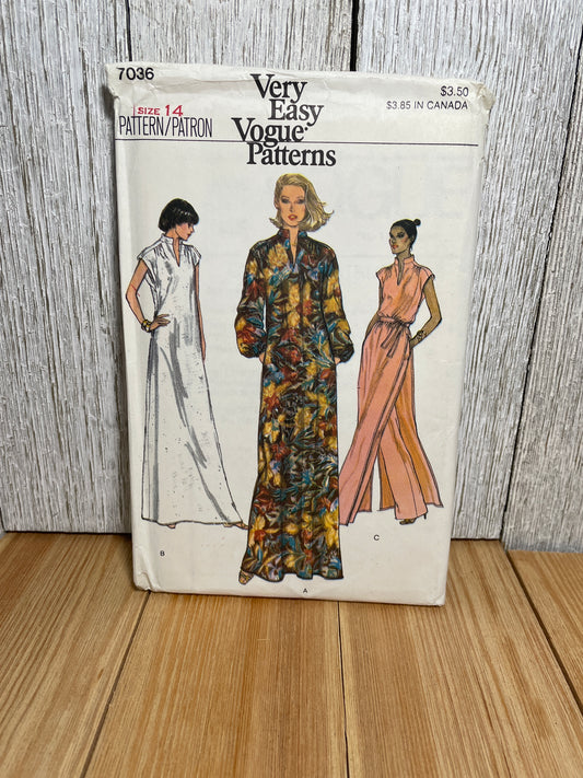 Very Easy Very Vogue 7036 Loosing Fitting Dress Tunic Size 14 Pattern Uncut FF