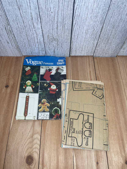 Vogue Craft 8752 Christmas Package Stocking, Ornaments, Door Decoration Pattern UNCUT FF