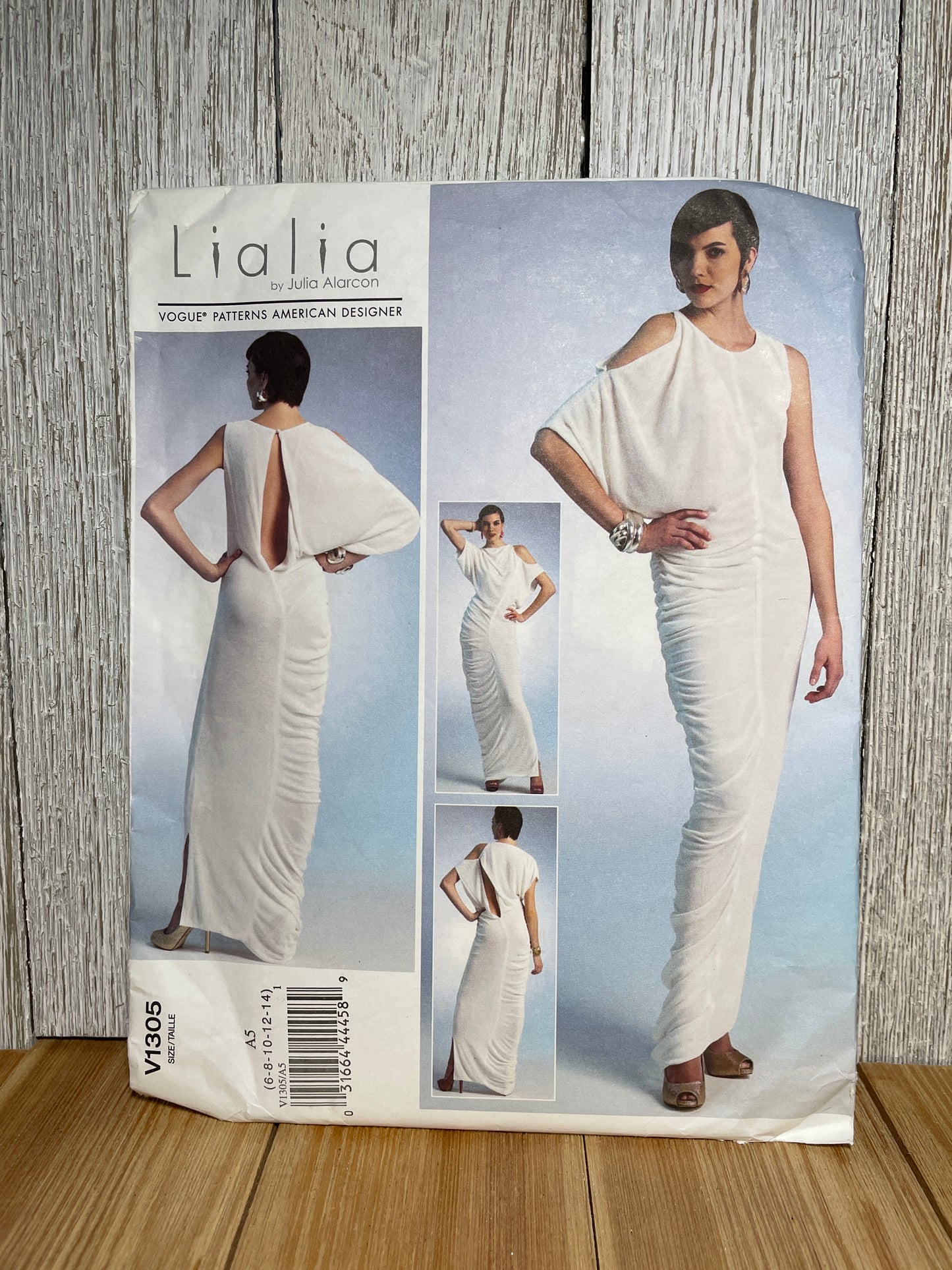 Vogue V1305 Lialia Pullover Ruched Dress Asymmetrical Sleeve Keyhole Back Size 6-14 Pattern UNCUT FF