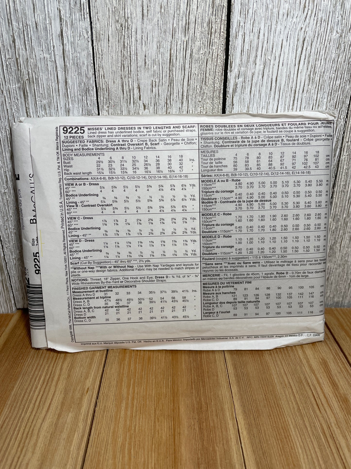 McCall's 9225 Evening Elegance Fit and Flair Satin Dress Size 8-12 Pattern Uncut FF