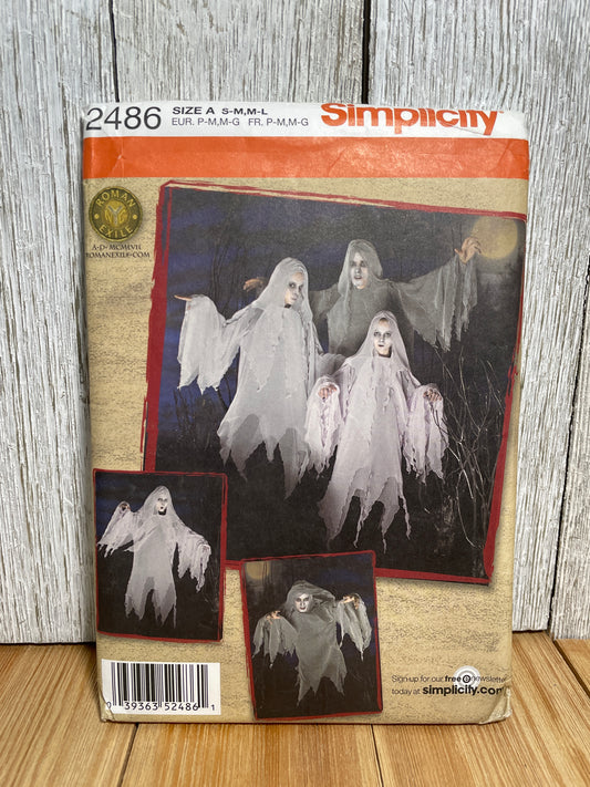 Simplicity 2486 Teen Adult Ghost Spooky Costume Size S-L Pattern UNCUT FF Halloween Costume