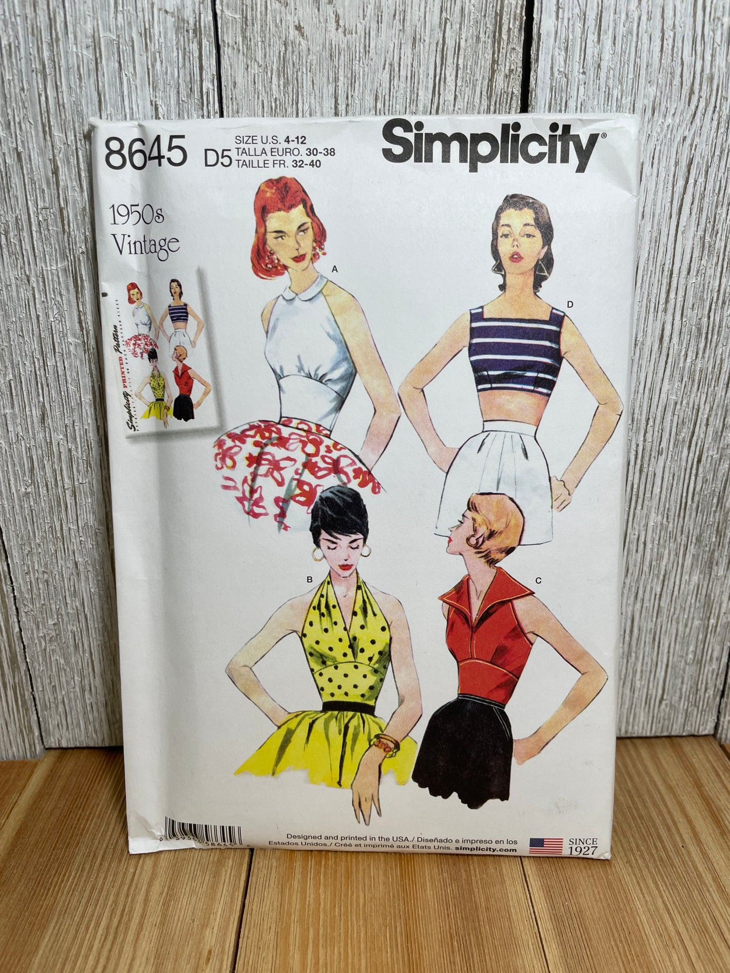 Simplicity 8645 Vintage Halter Tops Cropped Style Tops Size 4-12 Pattern Uncut FF
