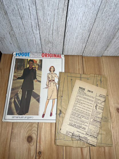 Vogue 2612 Lose Fit Dress, Jacket, and Pants Button Down with Pockets Size 10 Pattern UNCUT FF