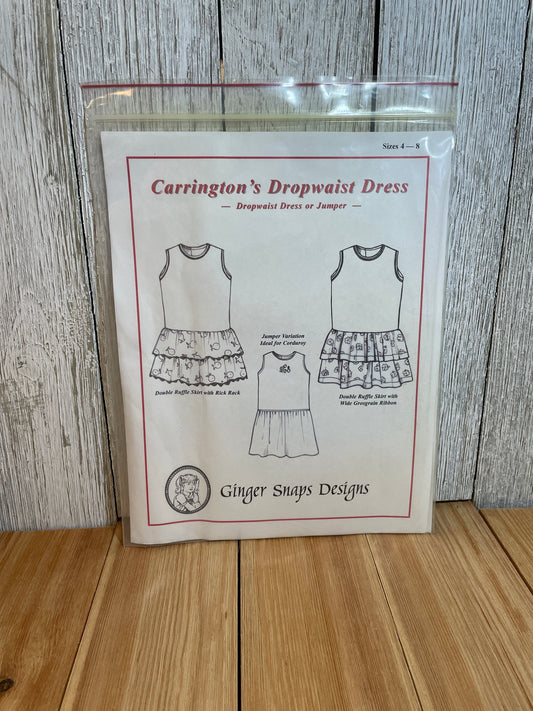 Ginger Snaps Designs Carrington's Drop Waist Dress Size 4-8 Pattern