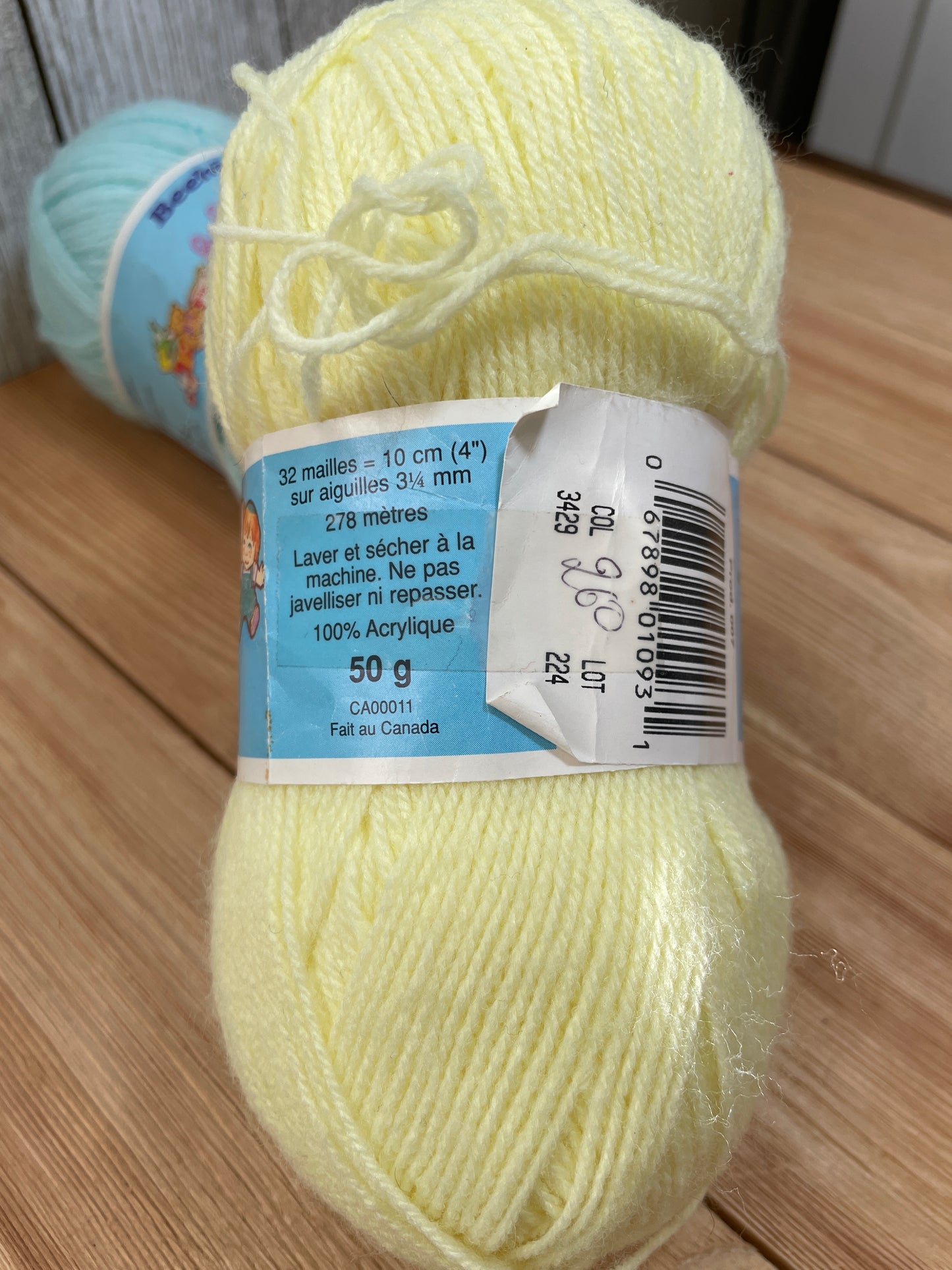 Patons Beehive Baby Yarn Yellow and Blue Acrylic 2 Skein Bundle