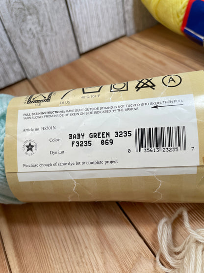 Vintage Acrylic and Wool Yarn Bundle 6 Skeins Bernat, Lion Brand, Caron