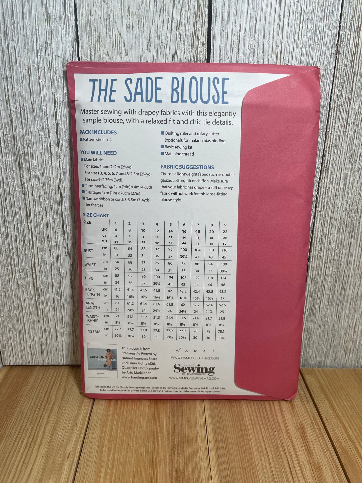 Simply Sewing the Sade Blouse Pattern Tied Waist Long Sleeves with Vents and Tie Size 4-20 UNCUT FF Sealed