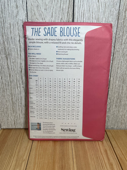 Simply Sewing the Sade Blouse Pattern Tied Waist Long Sleeves with Vents and Tie Size 4-20 UNCUT FF Sealed