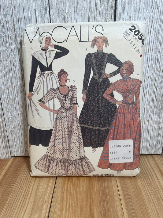 McCall's 2056 Pioneer Dress Bonnets Shawl Apron Pattern Costume Size 16-20 UNCUT FF Halloween