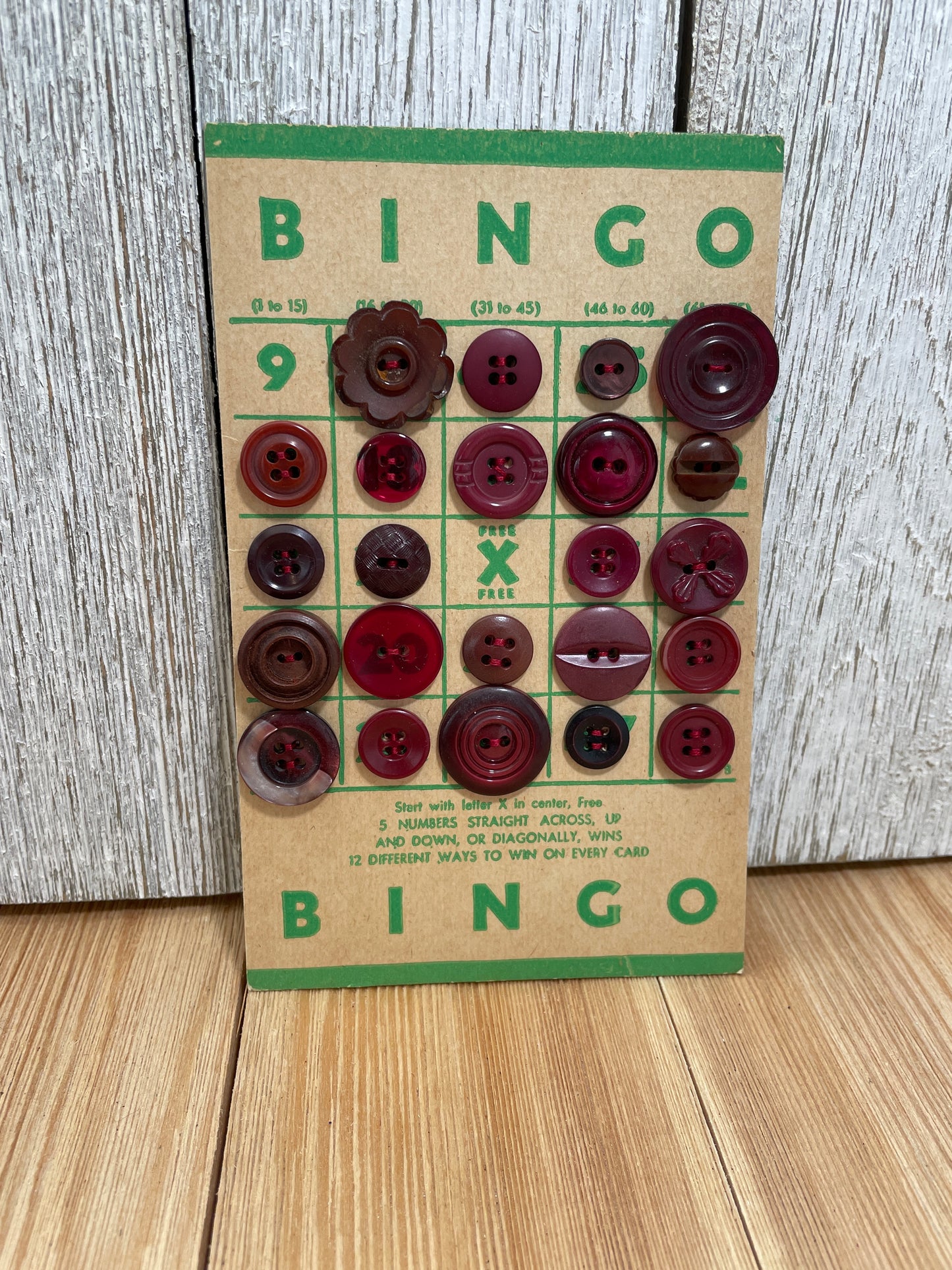 Vintage Button Lot on Bingo Card U PICK Antique Quirky Cute