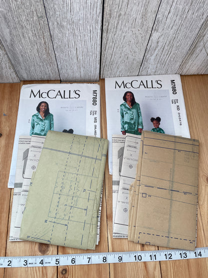 McCall's M7880 Mother Daughter Pajamas Pattern Bundle Uncut FF  Size Kids 3-8 Misses SML-XLG
