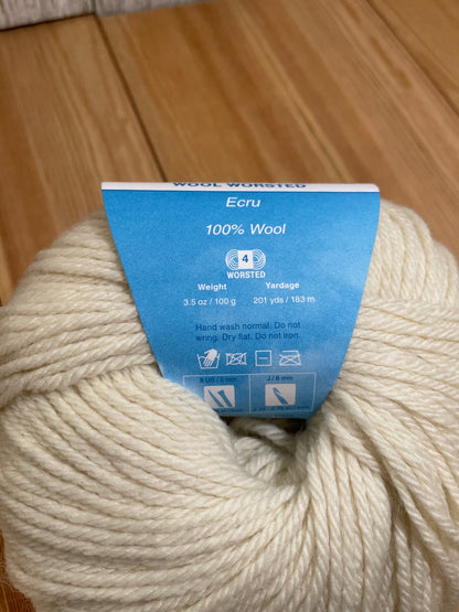 Cloudborn Fibers Wool Worsted Ecru Yarn Cream Wool Yarn Full Skein