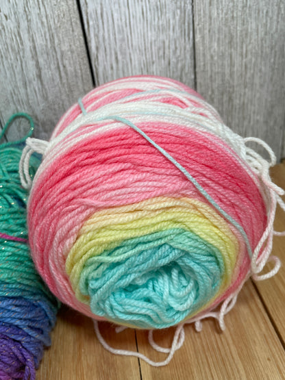 Mystery Acrylic Yarn 2 Skein Bundle Rainbow Variegated