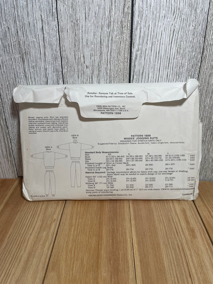 Kwik Sew 1898 Cuffed Jogging Suit Jogger Pants Sweatshirt Pattern Size XS-L UNCUT FF