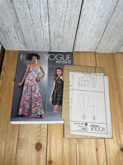 Vogue V1807 Halter-top Dress or Pantsuit with Pockets Size 4-14 Pattern UNCUT FF