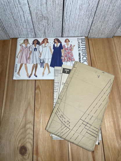 Butterick 6078 Maternity Dress Top Skirt and Leggings Sailor Collar 3/4 Sleeve Knee Heigh Dress Pattern 14-20 UNCUT FF