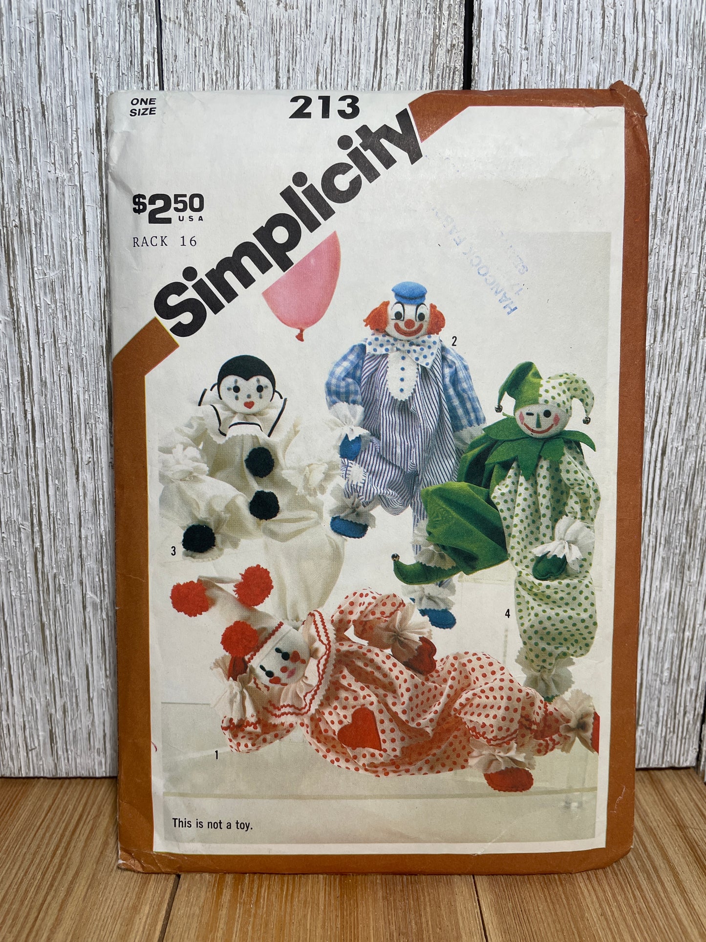 Simplicity 213 5259 Decorative Craft Clowns in Four Styles Transfers includes Pattern UNCUT FF