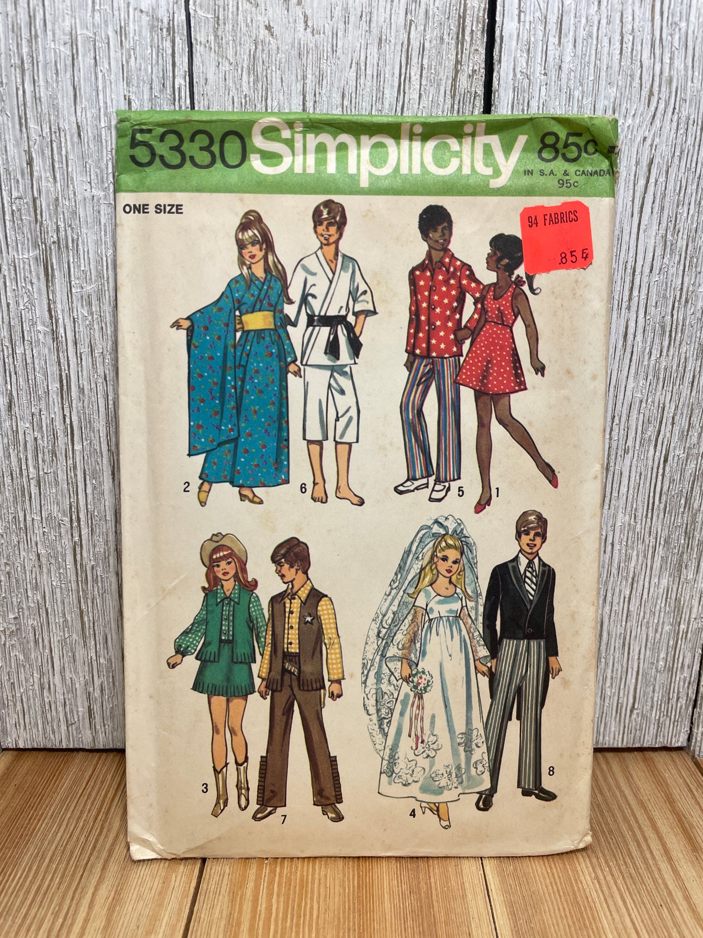 Simplicity 5330 11.5" Doll Clothes Wedding Attire, Cowboy Barbie, Karate, Dancing Gown for Barbie and Ken Pattern UNCUT FF