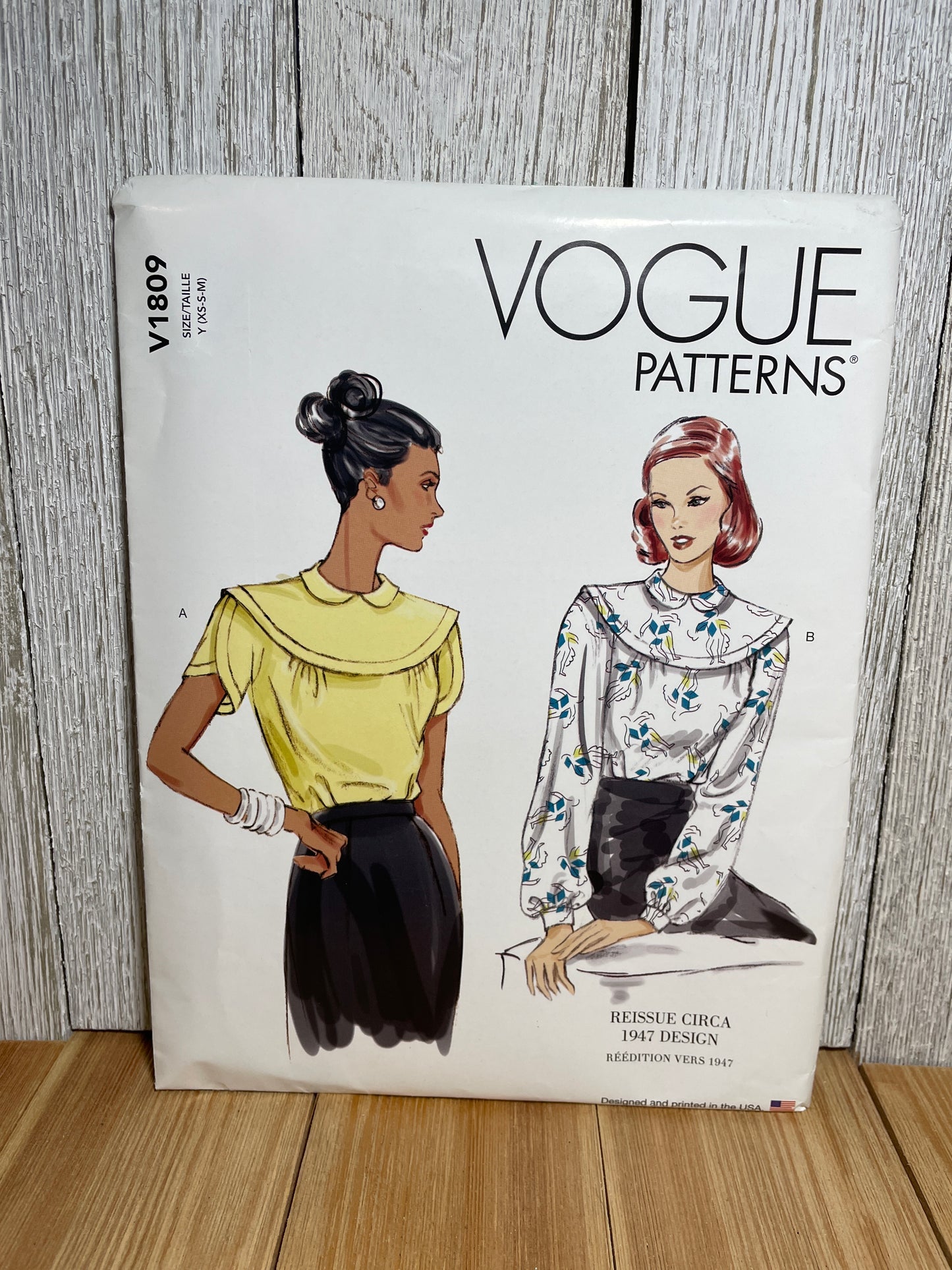 Vogue V1809 Round Shoulder Yoke Blouse Long and Short Sleeve Size 4-14 Pattern UNCUT FF