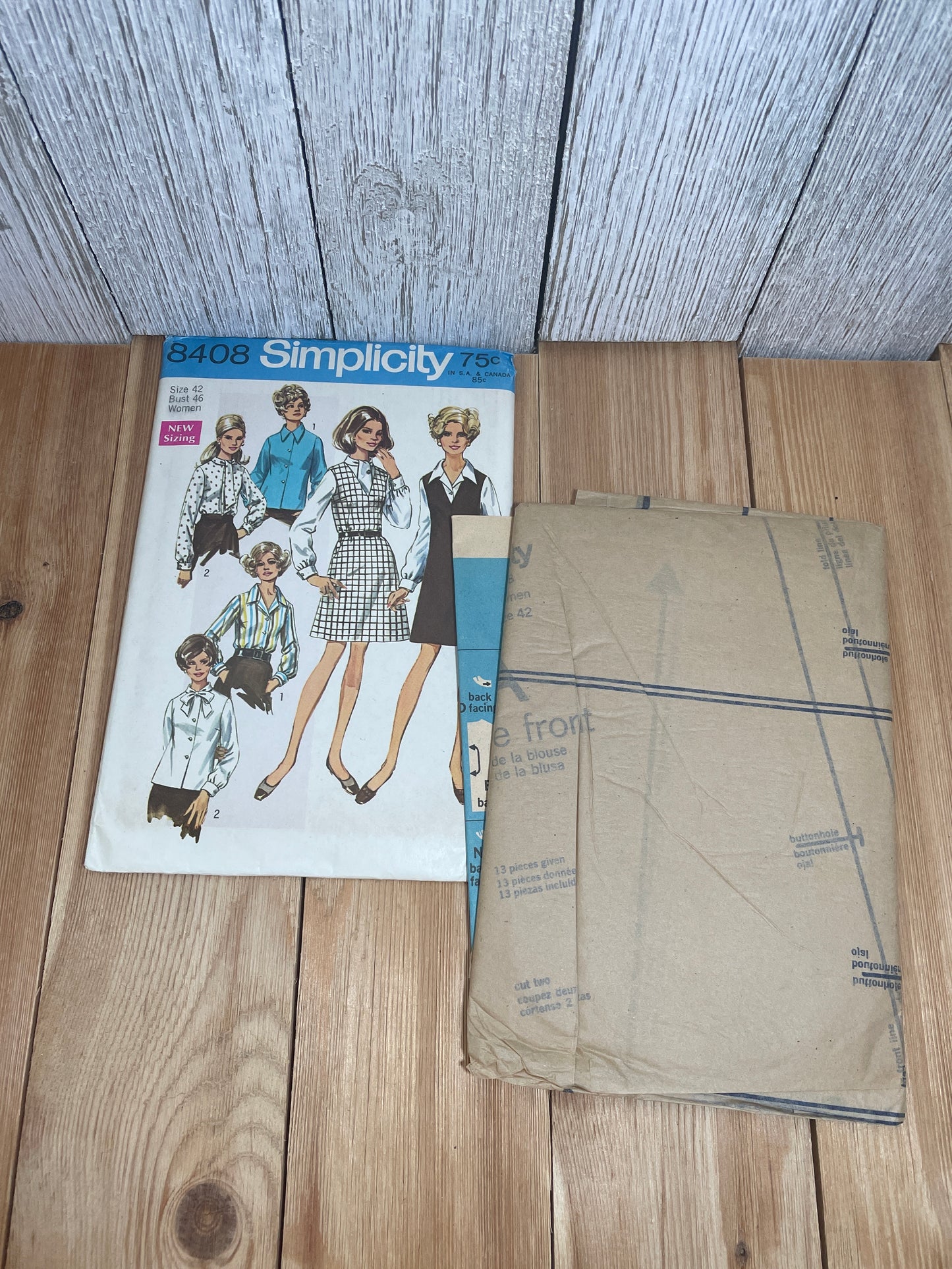 Vintage Ephemera Simplicity Plus Size 3 Pattern Bundle 8408 8659 8602 and Original Shipping Envelope Sizes 22.5/42 UNCUT FF