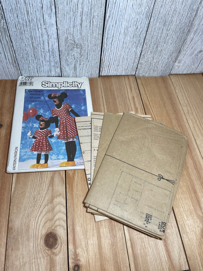 Simplicity 7730 Licensed Disney Minnie Mouse Costume Pattern Size 6-8 Uncut FF Halloween