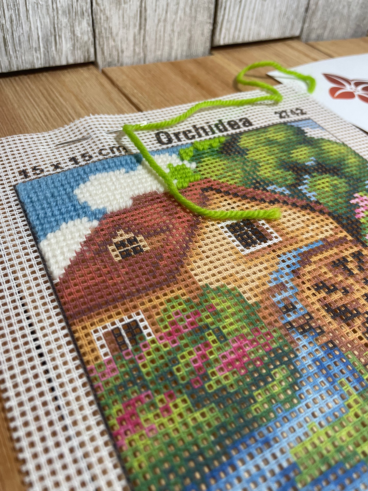 Duftin Painted Canvas for Needlepoint Spring, Winter, Summer, Autum Cottage Kit (PIC UR KIT)
