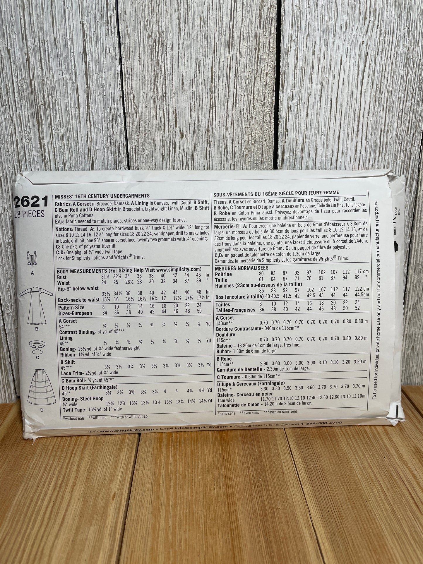 Simplicity 2621 16th Century Dress Bodice Slip Cosplay Fantasy Gown Costume Pattern Size 8-16 UNCUT FF Halloween