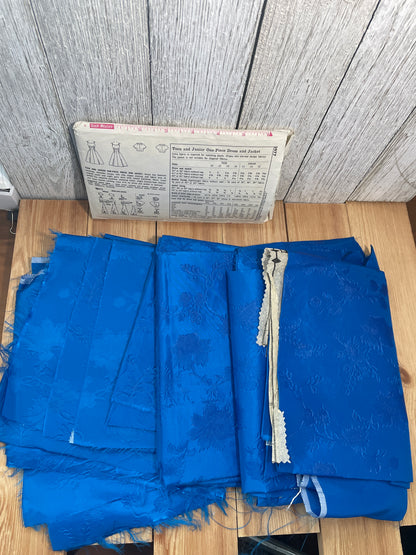 Rare Abandoned Project Vintage Dress Pattern and Fabric Kit Simplicity 4524 3977