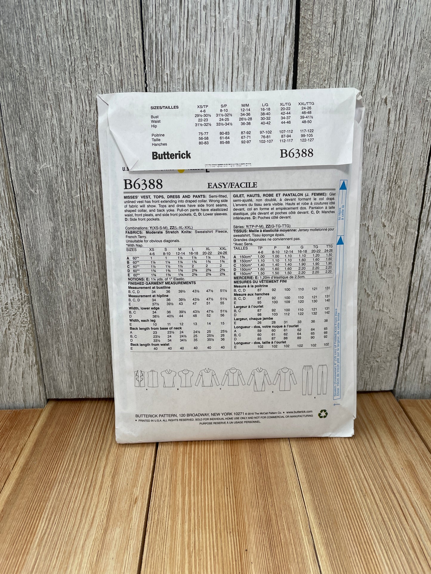 Butterick B6388 Misses Vest Top Dress Pants Sizes 4-14 Uncut FF Sewing Pattern