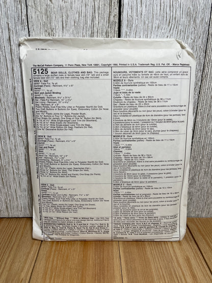 McCall's Crafts 5125 Elderbearies Stuffed Bears and Clothes Pattern UNCUT FF