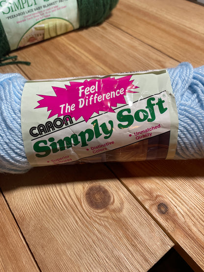 Vintage Acrylic Worsted Weight Yarn Caron Simply Soft Vannas Choice 3 Skein Bundle