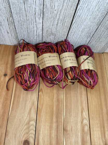 Misson Falls 1824 Cotton Yarn Color 777 Pink Orange Yellow Cotton Yarn 4 Skein Bundle