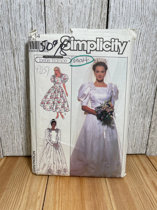 Simplicity 9051 Petite Brides and Bridesmaid Dress Size 14 Pattern Uncut FF