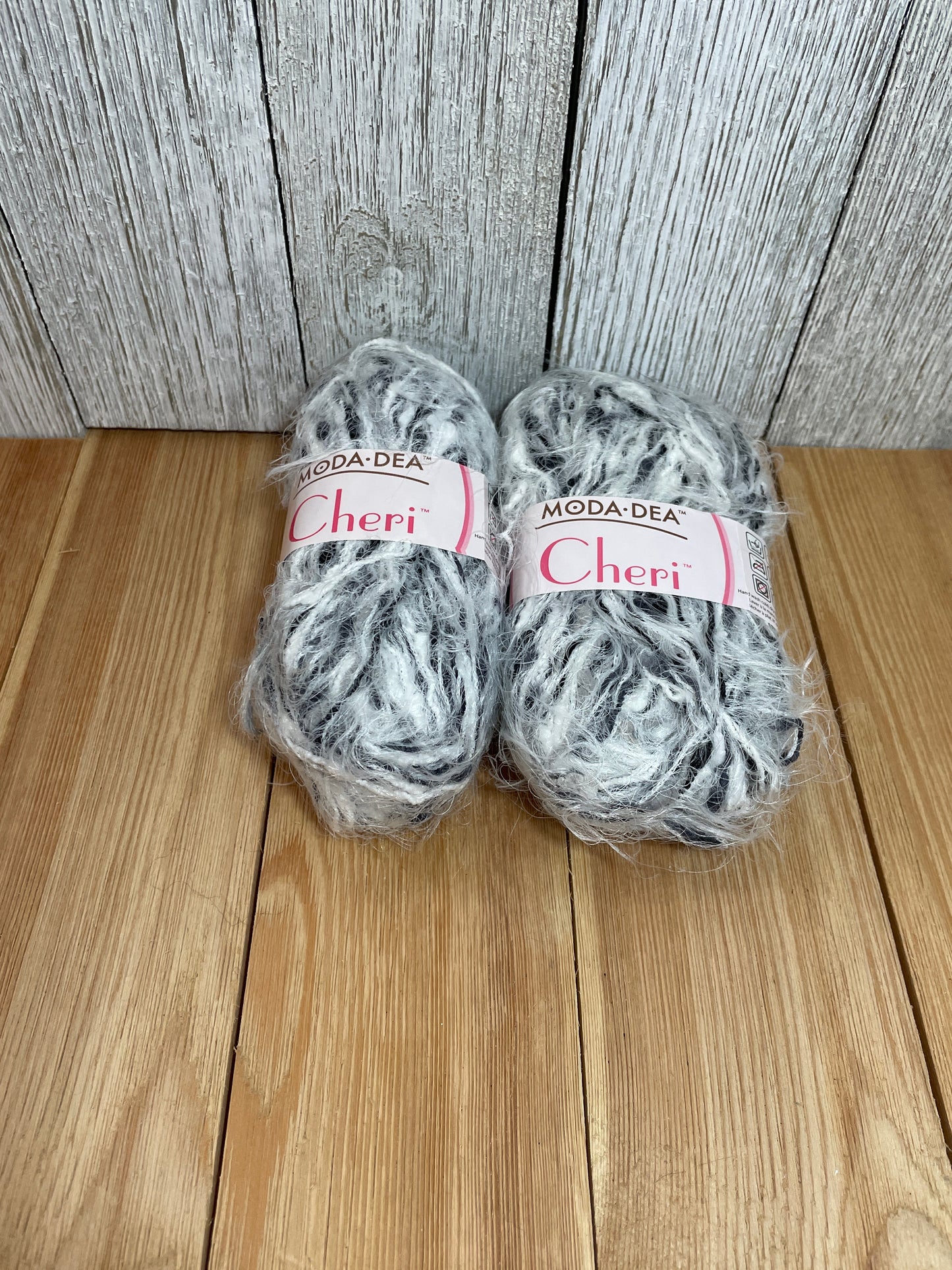 Vintage Moda Dea Cheri Fur Yarn Black and White Neutrals 2 Skein Bundle
