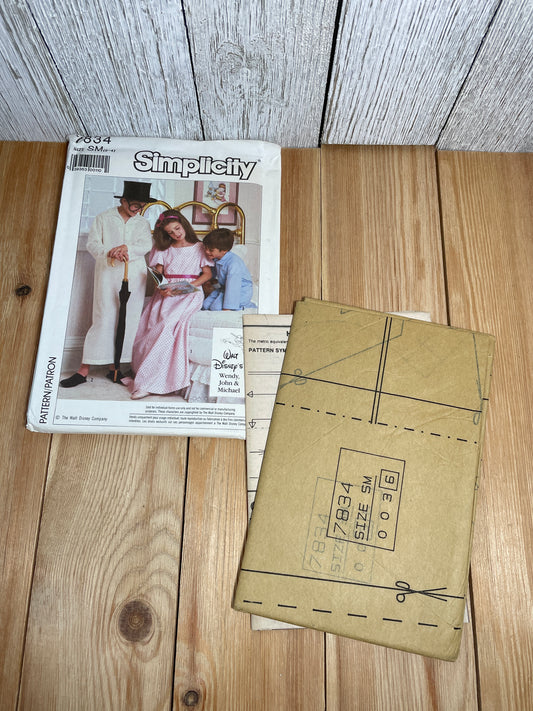 Simplicity 7834 Walt Disney Peter Pan Wnedy John and Michael Costume Size 2-12 Pattern UNCUT FF Halloween Costume