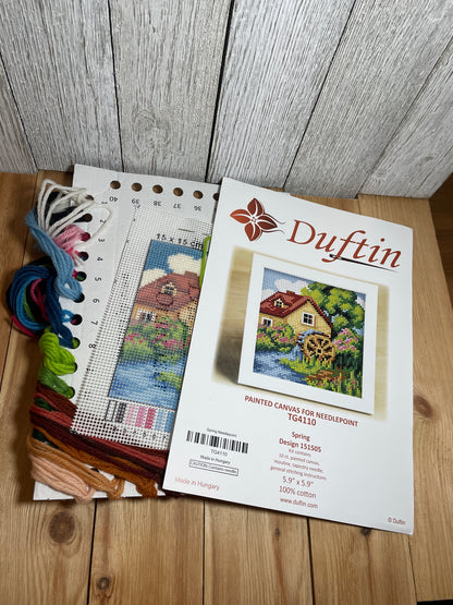 Duftin Painted Canvas for Needlepoint Spring, Winter, Summer, Autum Cottage Kit (PIC UR KIT)