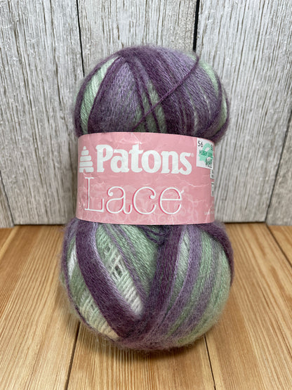 Patons Lace Mohair Wool Yarn Sachet Green Purple White Skein 78g
