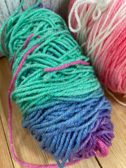 Mystery Acrylic Yarn 2 Skein Bundle Rainbow Variegated