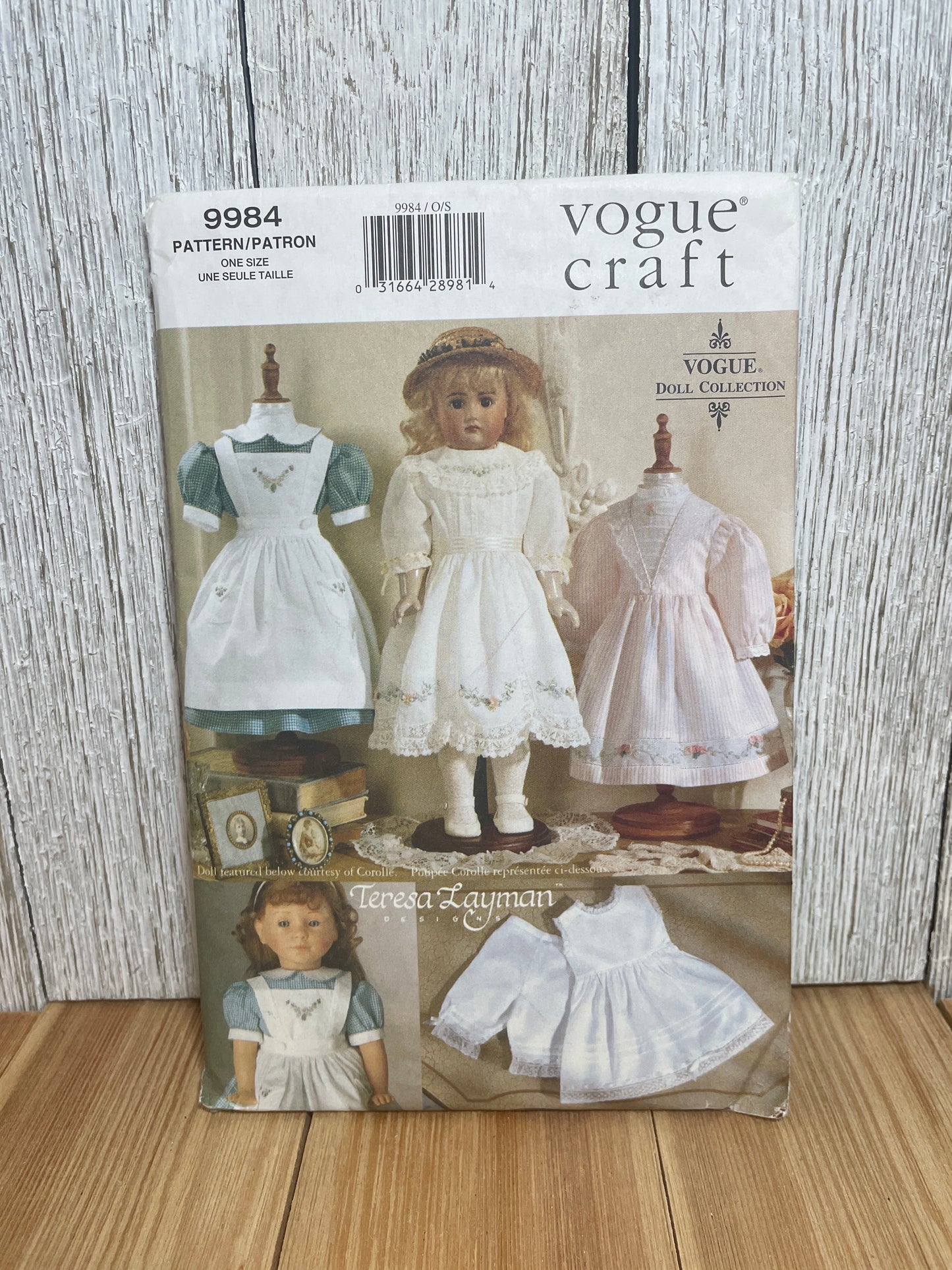 Vogue Craft 9984 Doll Collection 18" Doll Old Fashion Dresses in Three Styles Slip and Nickers Pattern UNCUT FF